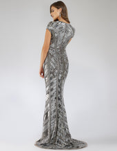 Load image into Gallery viewer, Lara 29540 - Body Con Beaded Silver Petite Dress