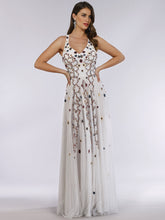 Load image into Gallery viewer, Lara 29544 - Beaded Dress with Open Cross Back and Flowy Skirt