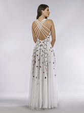 Load image into Gallery viewer, Lara 29544 - Beaded Dress with Open Cross Back and Flowy Skirt