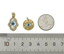Load image into Gallery viewer, CZ Evil Eye Hamsa Hand MOP Pendant, Sku#L653