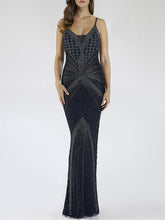 Load image into Gallery viewer, Lara 29595 - Spaghetti Strap Navy Dress