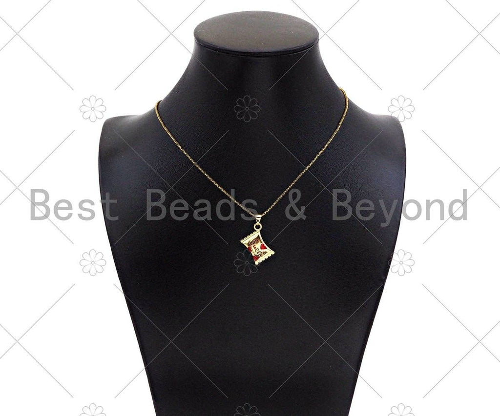 Colorful Enamel Sweet Heart Candy Rectangle Shape Pendant,18K Gold Filled Enamel Charm,Enamel Jewelry,15x20mm,Sku#LK333