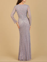 Load image into Gallery viewer, Lara 29602 - V Neck Beaded Long Sleeve Dress