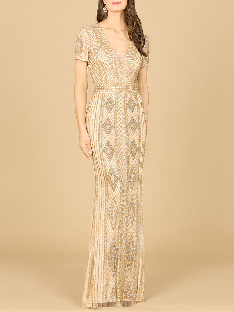 Lara 29606 - Closed Back, Cap Sleeve Dress