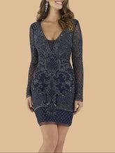 Load image into Gallery viewer, Lara 29610 - Long Sleeve Beaded Cocktail Dress