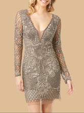 Load image into Gallery viewer, Lara 29610 - Long Sleeve Beaded Cocktail Dress