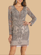 Load image into Gallery viewer, Lara 29610 - Long Sleeve Beaded Cocktail Dress