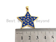 Load image into Gallery viewer, Enamel Colorful Five Star with colorful cz Pendant,CZ Micro Pave Oil Drop pendant,Enamel Jewelry,30x30mm,sku#F972C