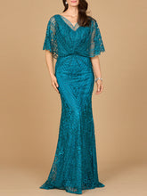 Load image into Gallery viewer, Lara 29673 - Cape Sleeve Mermaid Gown