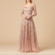 Load image into Gallery viewer, Lara 29677 - Illusion Neckline A-line Long Sleeves Gown