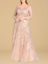 Load image into Gallery viewer, Lara 29677 - Illusion Neckline A-line Long Sleeves Gown