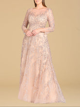 Load image into Gallery viewer, Lara 29677 - Illusion Neckline A-line Long Sleeves Gown