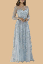 Load image into Gallery viewer, Lara 29677 - Illusion Neckline A-line Long Sleeves Gown