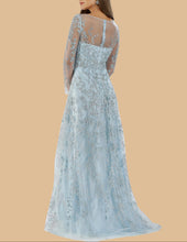 Load image into Gallery viewer, Lara 29677 - Illusion Neckline A-line Long Sleeves Gown