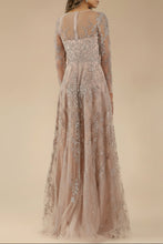 Load image into Gallery viewer, Lara 29677 - Illusion Neckline A-line Long Sleeves Gown