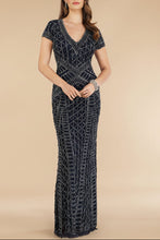 Load image into Gallery viewer, Lara 29746 - Beaded V-Neckline Dress with Cap Sleeves