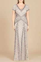 Load image into Gallery viewer, Lara 29746 - Beaded V-Neckline Dress with Cap Sleeves
