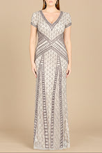 Load image into Gallery viewer, Lara 29746 - Beaded V-Neckline Dress with Cap Sleeves