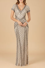 Load image into Gallery viewer, Lara 29746 - Beaded V-Neckline Dress with Cap Sleeves