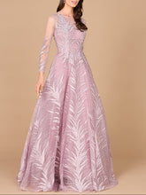 Load image into Gallery viewer, Lara 29761 - High Neck Sheer Long Sleeve Embellished Gown