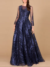 Load image into Gallery viewer, Lara 29761 - High Neck Sheer Long Sleeve Embellished Gown