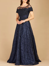 Load image into Gallery viewer, Sheer Off Shoulder Ball Gown | Lara 29765