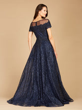 Load image into Gallery viewer, Sheer Off Shoulder Ball Gown | Lara 29765