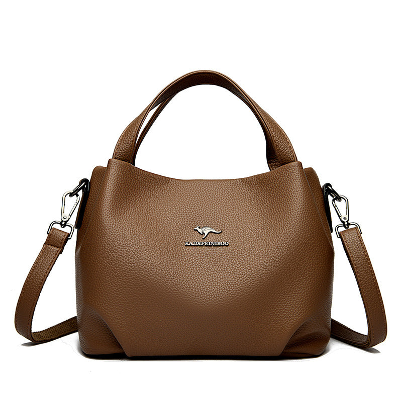 Women's High-Capacity Lychee Texture Tote Bag – Composite Cowhide Shoulder Bag