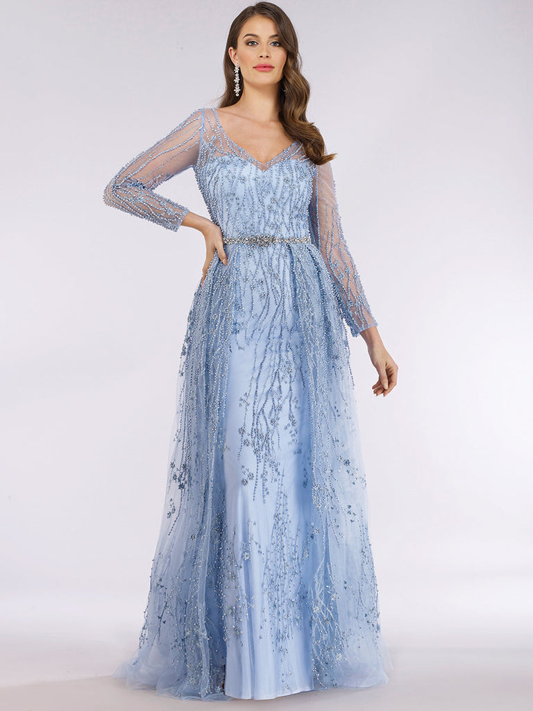 Lara 29782 - Beaded Lace Overskirt Ballgown