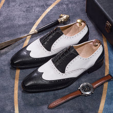 Load image into Gallery viewer, Men's Brogue Oxford Dress Shoes | Carved Wingtip Business Casual Leather Shoes