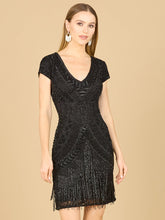 Load image into Gallery viewer, Lara Brooklyn Beaded Fitted Short Dress with Open Back