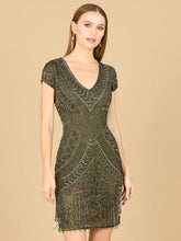 Load image into Gallery viewer, Lara Brooklyn Beaded Fitted Short Dress with Open Back