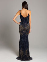 Load image into Gallery viewer, Lara Danika Floral Beaded Sheath Beaded Dress with Beaded Fringe