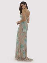 Load image into Gallery viewer, Lara Danika Floral Beaded Sheath Beaded Dress with Beaded Fringe