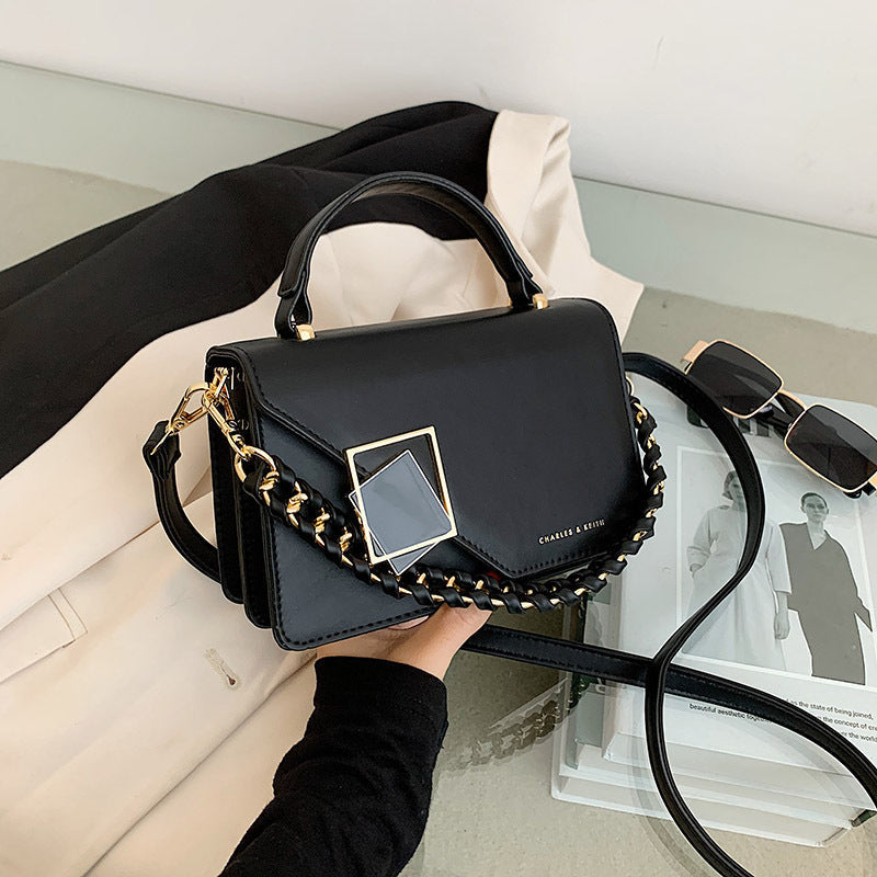 Women's Chain Shoulder Crossbody Bag - Small Square PU Leather Handbag