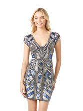 Load image into Gallery viewer, Lara 29909 - Beaded, V-neck Mini Dress