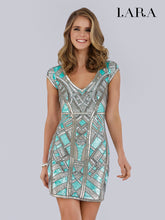 Load image into Gallery viewer, Lara 29909 - Beaded, V-neck Mini Dress