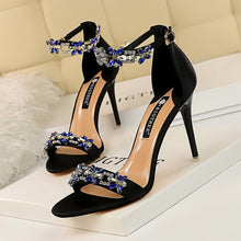 Load image into Gallery viewer, Rhinestone Stiletto High Heels Women's Open Toe Party Shoes