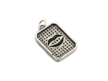 Load image into Gallery viewer, Antique Finish CZ Micro Pave Rectangle With Lip Pendant, Clear Cubic Zirconia Pave Rectangle Charm Pendant, 13x20mm,sku#F996C