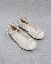 Load image into Gallery viewer, Ivory New Lace Ballet Flats with Ankle Strap