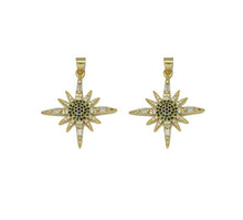 Load image into Gallery viewer, Gold Green CZ North Star Charm, Sku#LK661