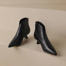 Load image into Gallery viewer, Women's Kitten Heel Ankle Boots – Pointed Toe Back Zipper | French-Style Chic