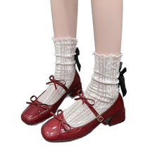Load image into Gallery viewer, Women's Square-Toe Mary Jane Shoes with Bow - Chunky Heel Dress Shoes