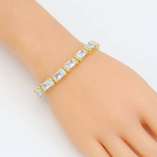 Load image into Gallery viewer, Big Rectangle CZ Gold Silver Bracelet, Sku#A188