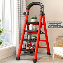 Load image into Gallery viewer, Folding 3/4-Step Ladder – Portable Steel Step Stool, Anti-Slip