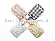 Load image into Gallery viewer, CZ Micro Pave Rectangle Pendant/Charm, Cubic Zirconia Pendant, Pave Dog Tag, 18x26mm, sku#F478