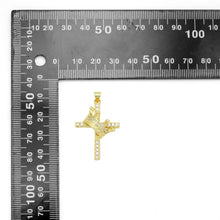 Load image into Gallery viewer, Gold Silver Clear CZ Crown Cross Charm Pendant, Sku#LD637