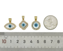 Load image into Gallery viewer, CZ Evil Eye Clover Flower MOP Pendant, Sku#L652