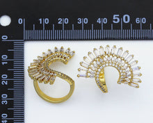 Load image into Gallery viewer, Large CZ Half Circle Shape Adjustable Ring, Sku#LD272