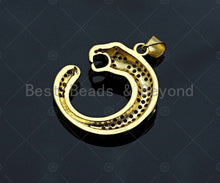 Load image into Gallery viewer, 18K Gold Leopard Shape Pendant, Panther Charm, Animal Pave Pendant, 22x25mm, Sku#LK54